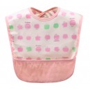 日本防水幼兒魔術貼飯衣 (無袖--小蘋果粉色)